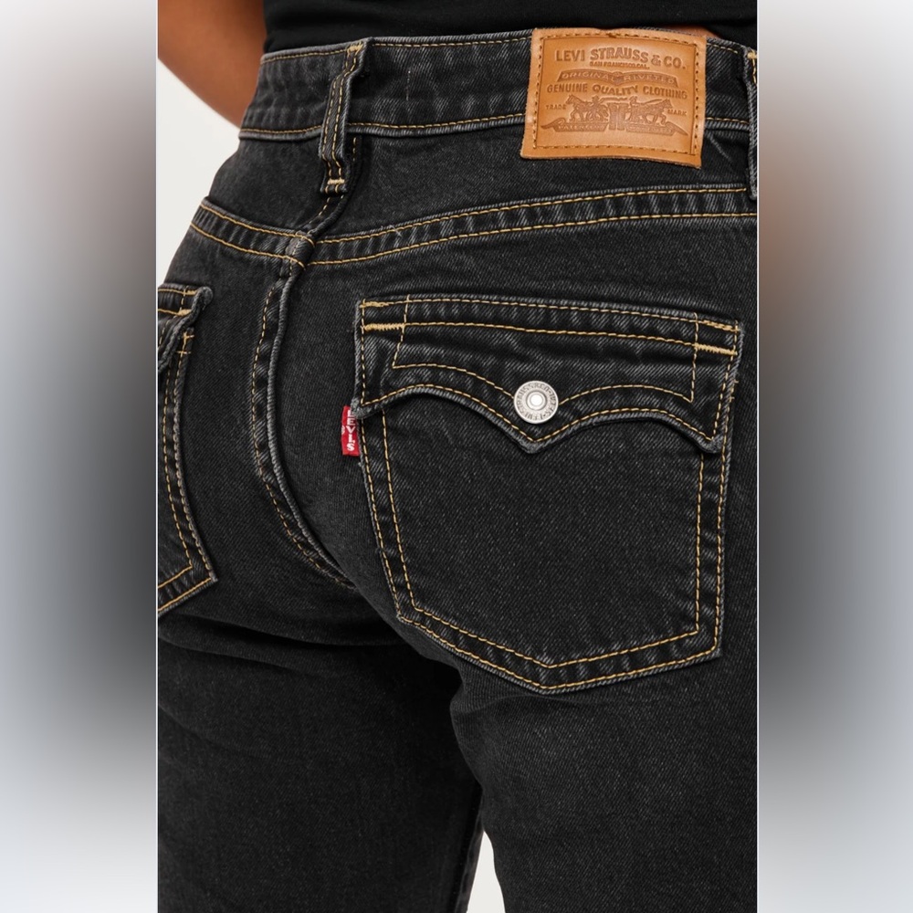 Levi’s Noughties Low Rise Bootcut Jeans Black Distressed Button Flap Pockets - Picture 4 of 15
